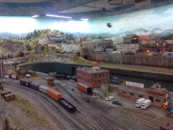 picture of model train yard and scenery